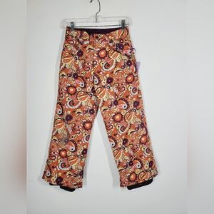 Burton Kids Paisley Print Bottoms - Red and Orange, Size Large